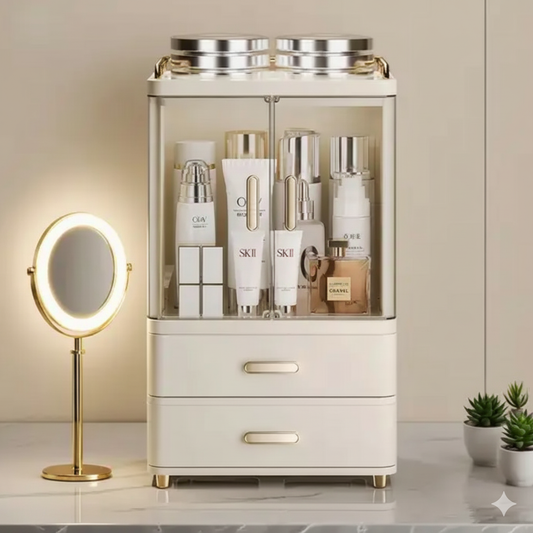 Cosmetics Storage box Desktop Large Capacity Makeups Organizer Countertop Dustproof Cosmetic Skincare Storage for Home Bathroom