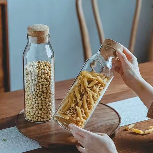 Creative Transparent Glass Nut Coffee Tease Storage Jar Cork Food Spice Sealed Storage Jar Home Moistureproof Coffee Tea Bottle