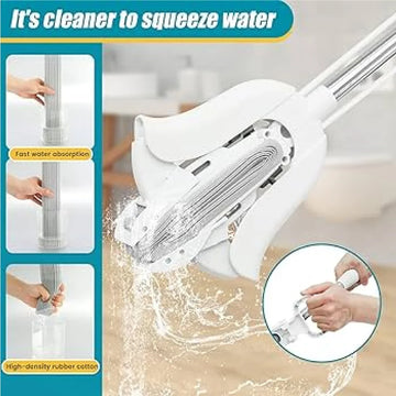 PVA Sponge Mop with Adjustable Handle and Self-Wringing