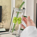 Summer Drinks Household Glasses With Straws Cold Drinks Coffee Cups Bow Mugs Suitable for Girls High-Value Drinking Gifts