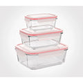 Glass Container 3 Pcs Set With Plastic