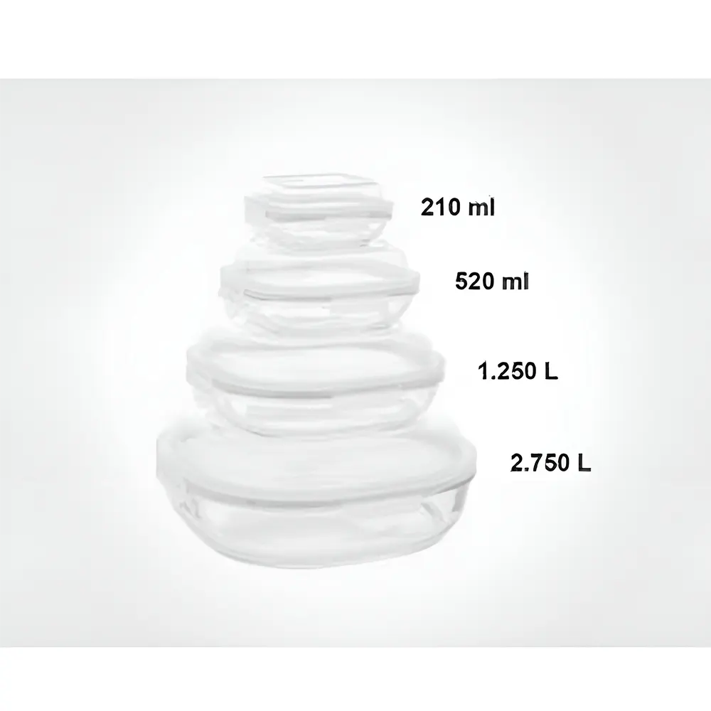 4 Pcs Glass Storage Box Container Set