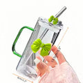 Summer Drinks Household Glasses With Straws Cold Drinks Coffee Cups Bow Mugs Suitable for Girls High-Value Drinking Gifts