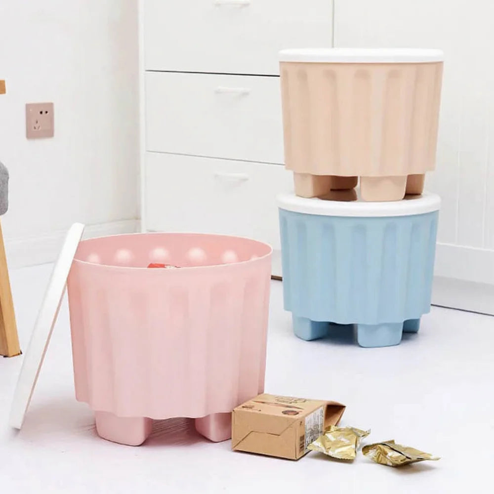 Round Stackable Ottomans with Storage Foot Rest Stool Seat