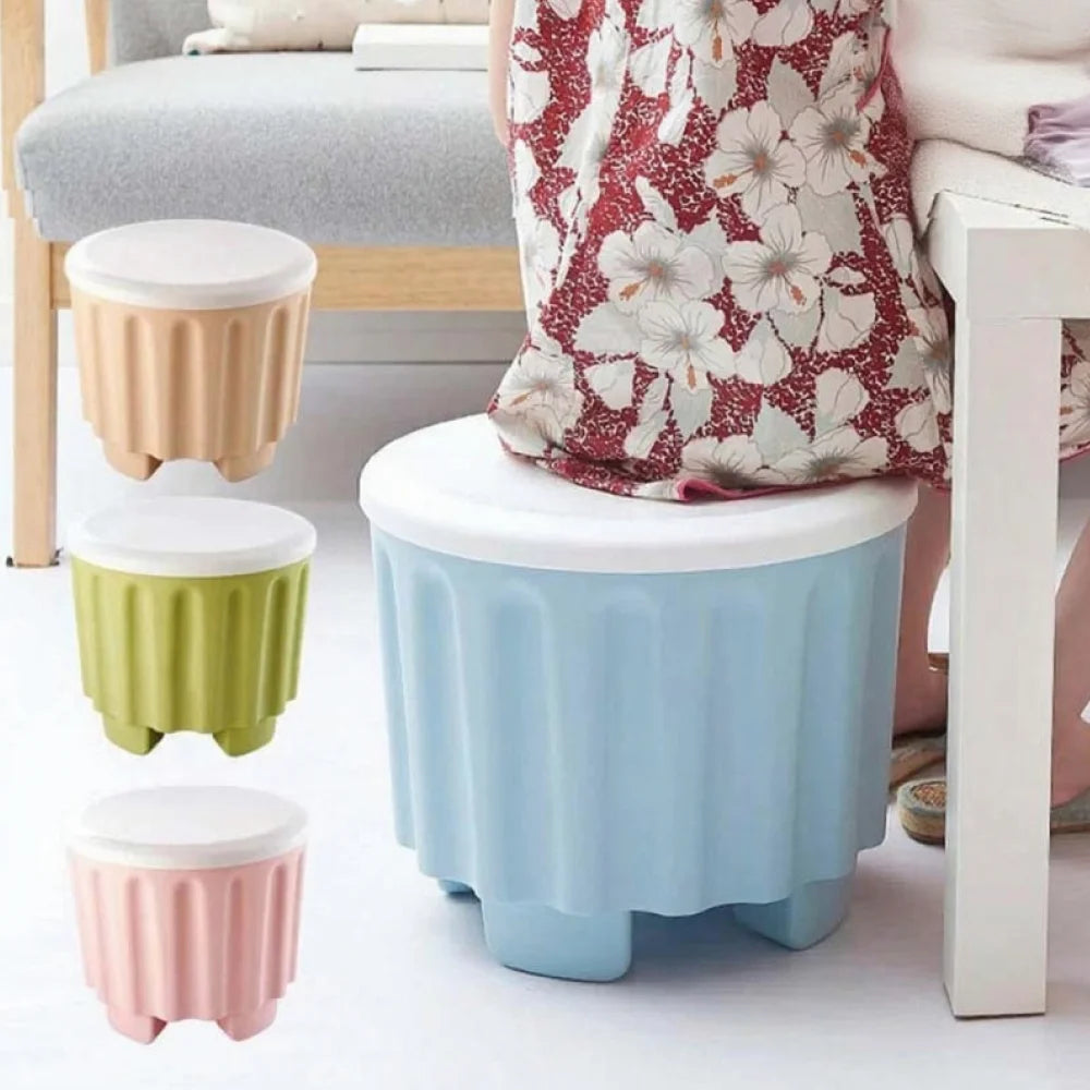 Round Stackable Ottomans with Storage Foot Rest Stool Seat