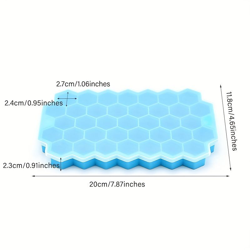 Silicone Ice Cube Mold 37-Grid Honeycomb-Shaped Large-Capacity Ice Tray Food-Grade Ice Making Reusable Ice Mold With lid
