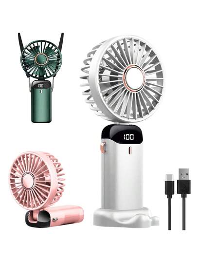 Portable Mini Fan 4-Speed USB Rechargeable with Display