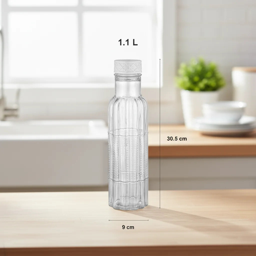 Glass Bottle With Plastic Cap 1.1 LTR