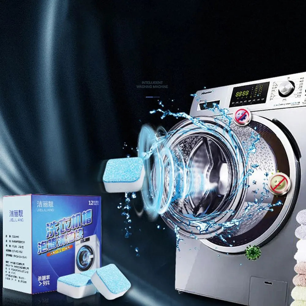 Washing Machine Cleaner Tablets 12pcs Deep Cleaning & Descaling Effervescent Tabs