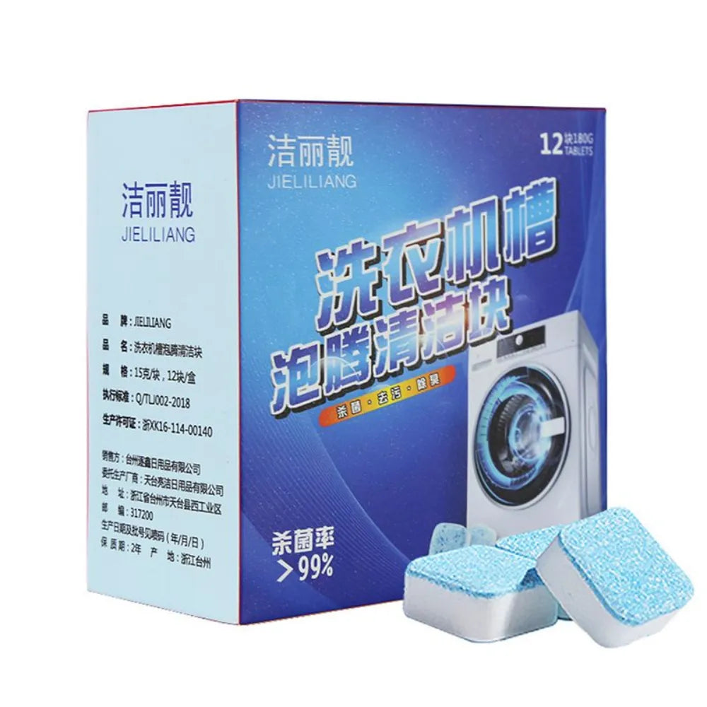 Washing Machine Cleaner Tablets 12pcs Deep Cleaning & Descaling Effervescent Tabs