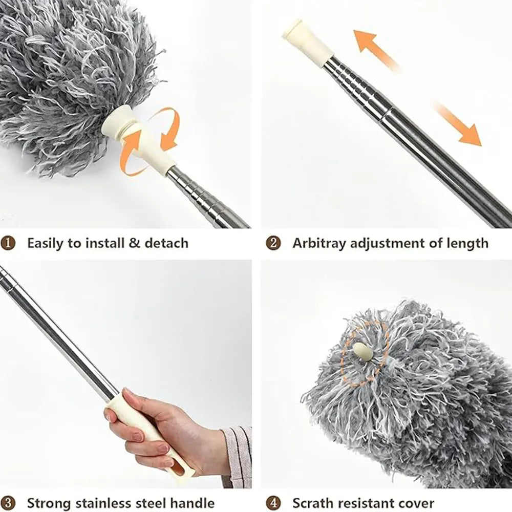 Telescopic Feather Grey Duster For Home
