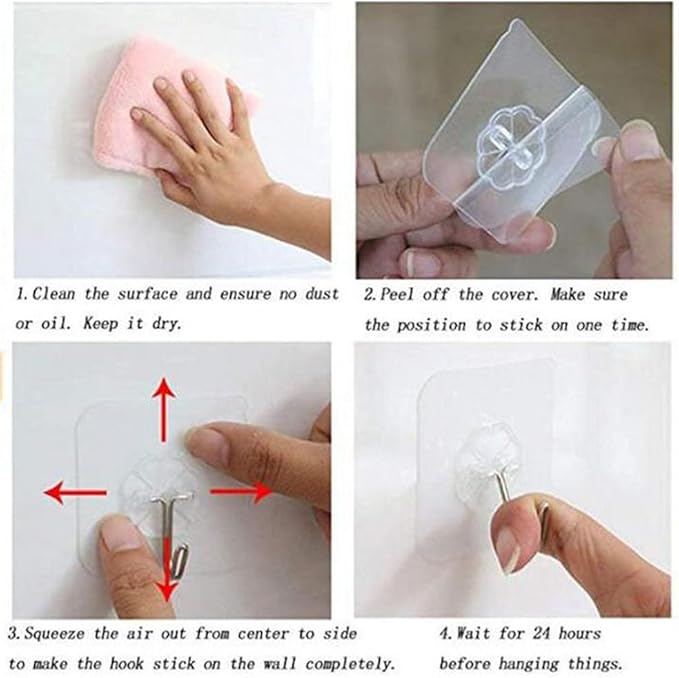 Transparent Strong Hooks Suction Heavy Load Rack & Cup Sucker 10 Pcs Set