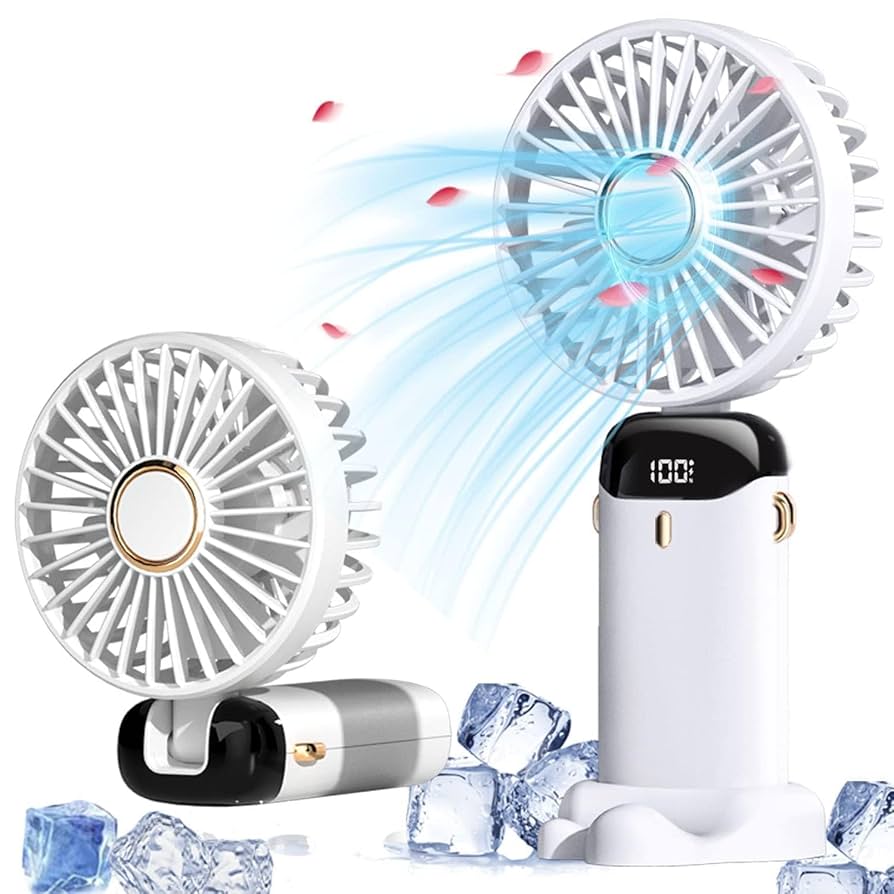 Portable Mini Fan 4-Speed USB Rechargeable with Display
