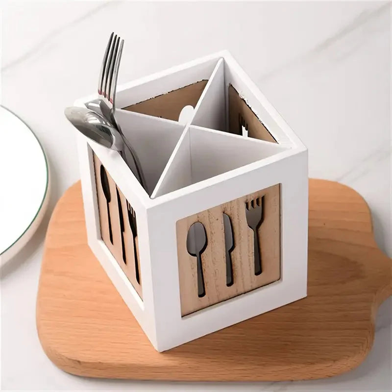 Cutlery Holder with Wooden Box Packing – Elegant Storage