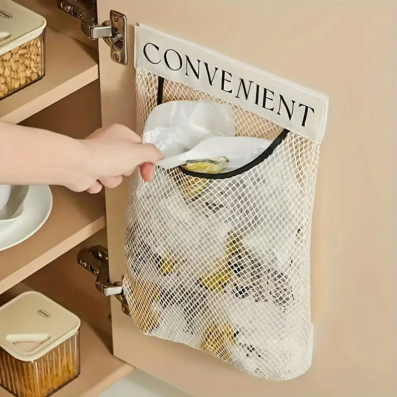 Hanging Mesh Trash Bag Holder – Reusable & Space-Saving