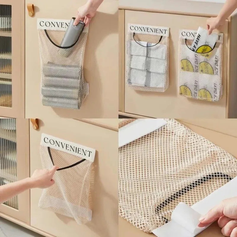 Hanging Mesh Trash Bag Holder – Reusable & Space-Saving