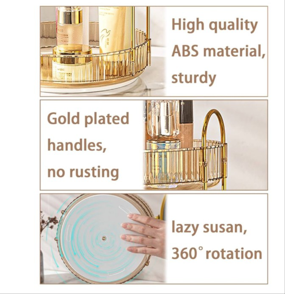 Cosmetic Organizer 360 Degree Rotating Cosmetic Storage Rack Adjustable Cosmetic Storage Display Case Space-Saving Home Storage