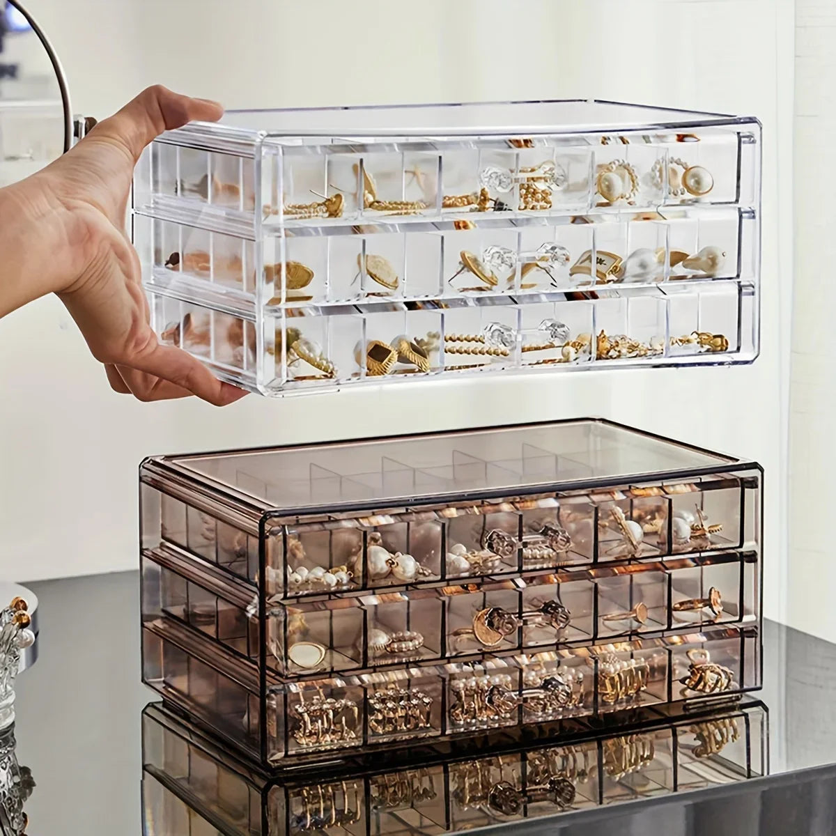 Clear Acrylic Jewelry Organizer – Multi-Layer Storage for Necklaces, Rings & More