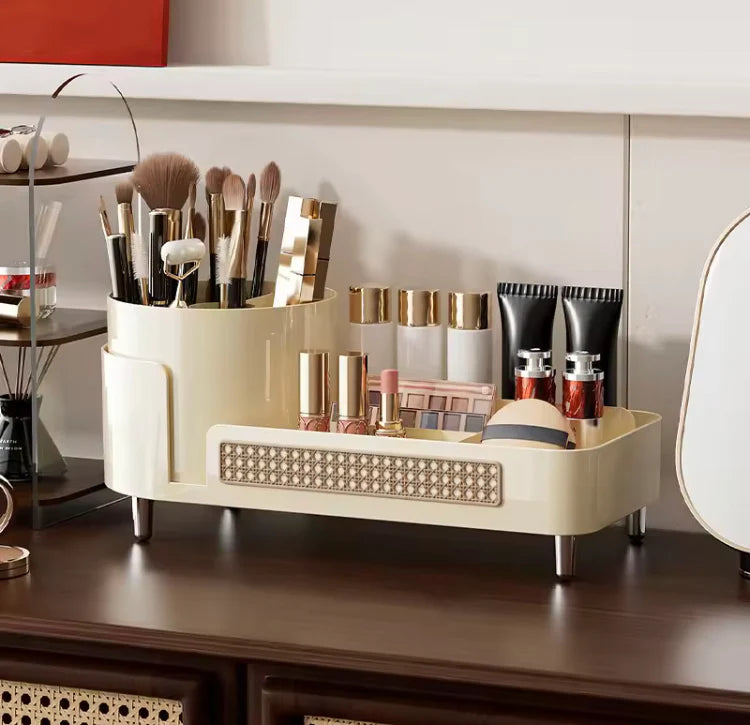 Rotating Makeup Organizer – Clear, Adjustable, Compact