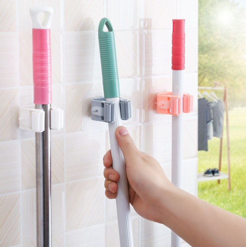 3-Pack Mop and Broom Holder – Wall-Mounted Storage