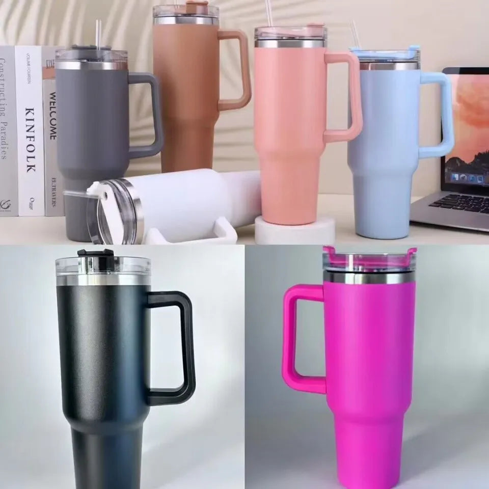 Plain 40oz Stainless Steel Tumbler with Straw for Travel