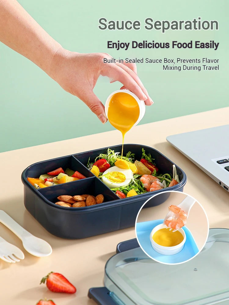 Durable 3 Compartment Lunch Box for Meal Prep & Portion Control