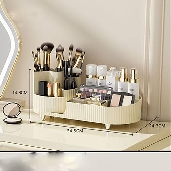 Rotating Makeup Organizer – Clear, Adjustable, Compact
