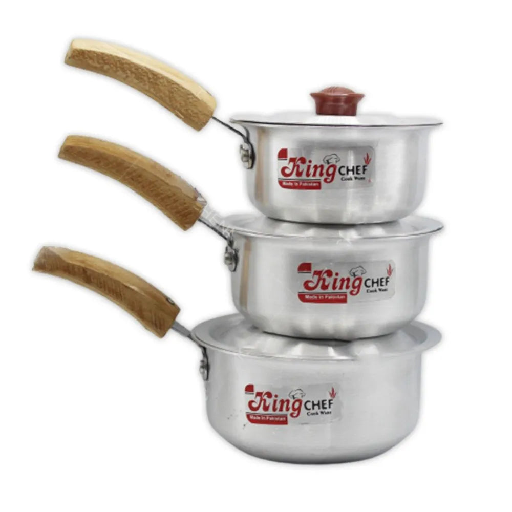 Sauce Pan Silver Steel 3 PC set