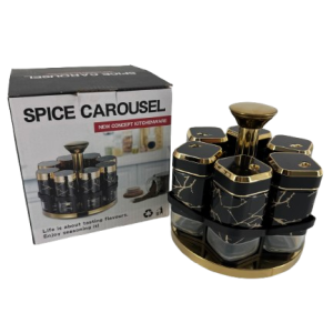 8-Piece Glass Spice Jar Set with Rotating Organizer