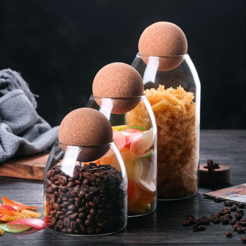 Glass Storage Jar Set – 3 Pieces with Lids for Pantry