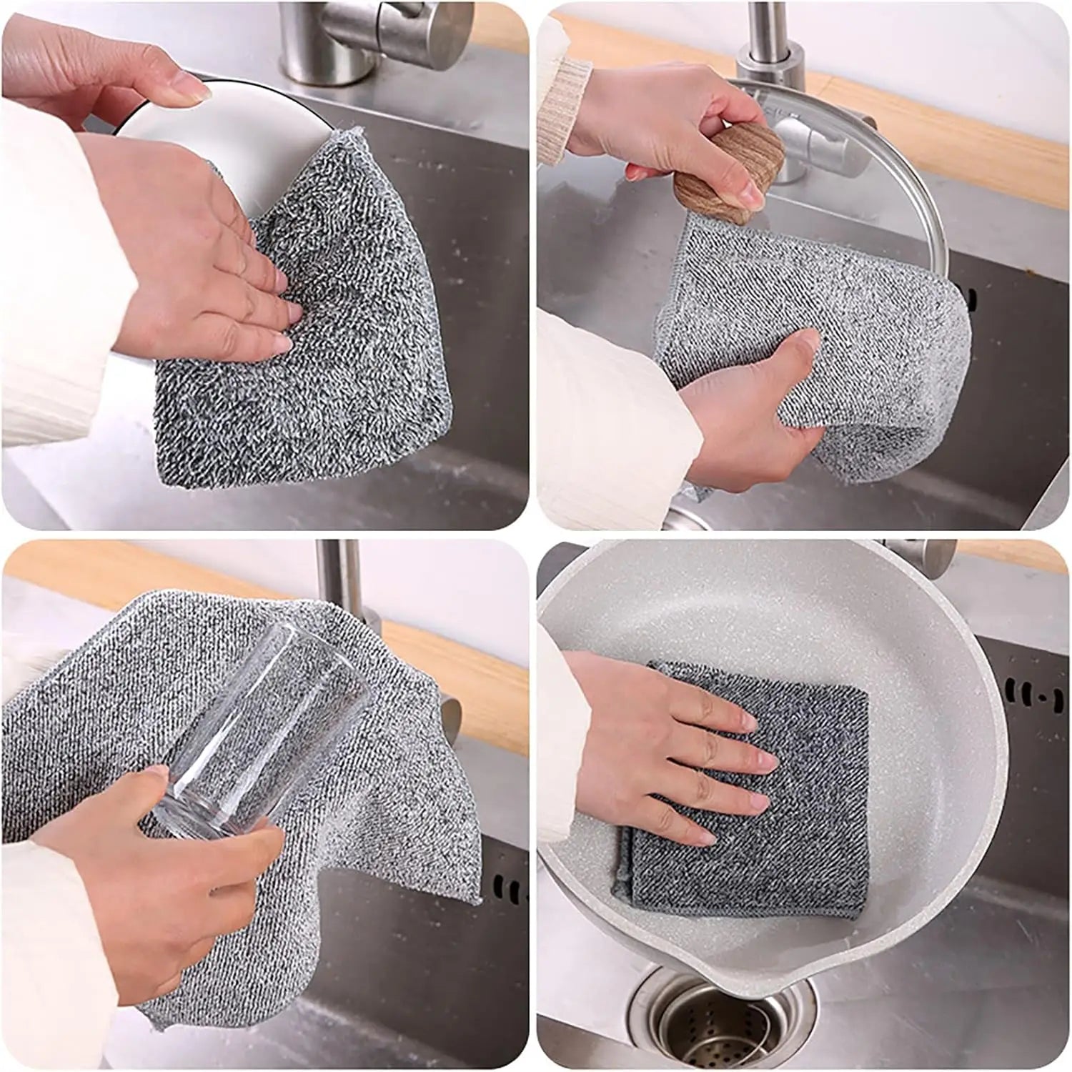 Heavy-Duty Dish Cleaning Cloths – Double-Sided, 5 Pcs