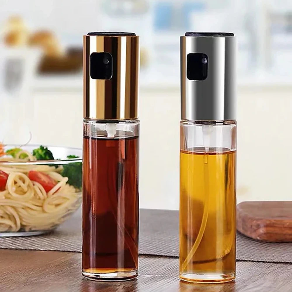 Stainless Steel Glass Oil Spray Bottle Pump for Oil-Control Kitchen Olive Oil-Sprayer Pot Bottle Dispenser 250 ML