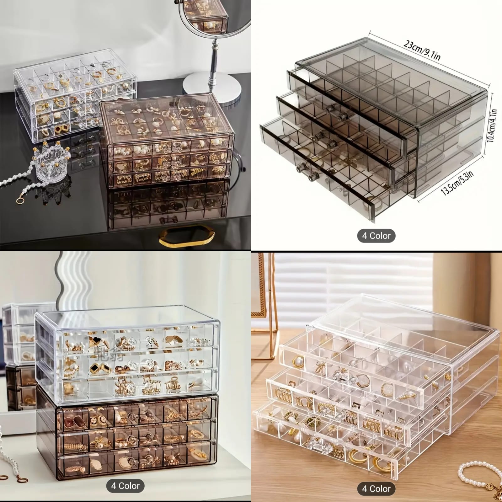 Clear Acrylic Jewelry Organizer – Multi-Layer Storage for Necklaces, Rings & More