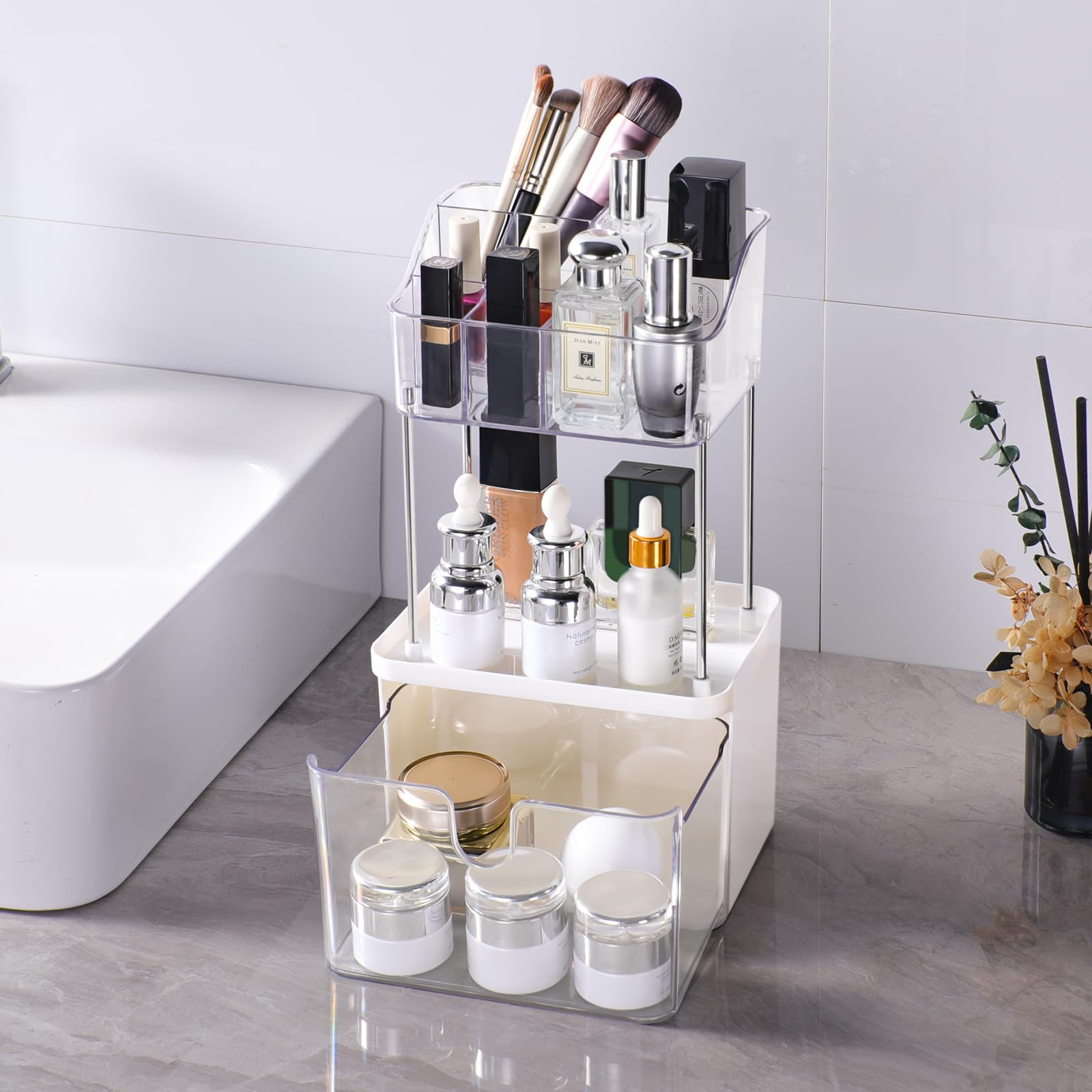 3-Tier Cosmetic Storage – Elegant Vanity Organizer
