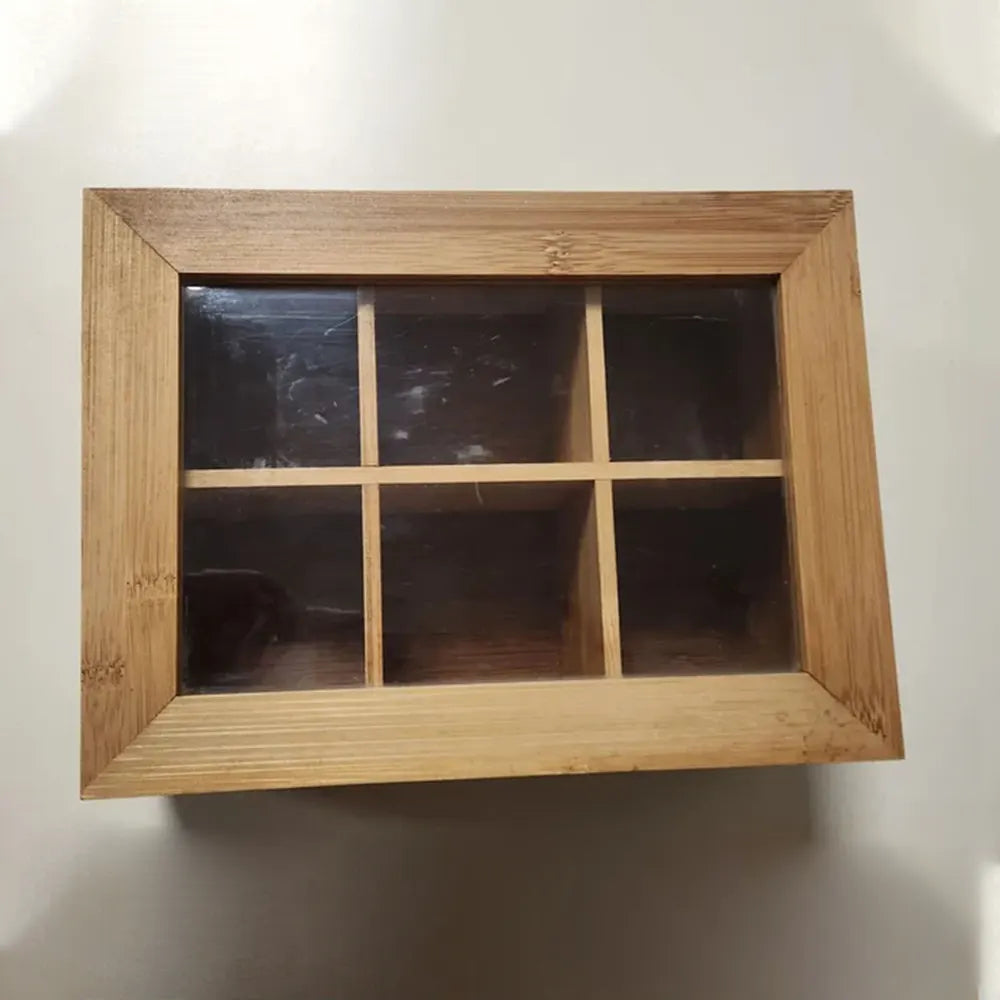 Glass‑Lid Bamboo Tea Box – 6‑Compartment & 8‑Compartment