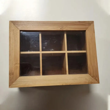 Glass‑Lid Bamboo Tea Box – 6‑Compartment & 8‑Compartment