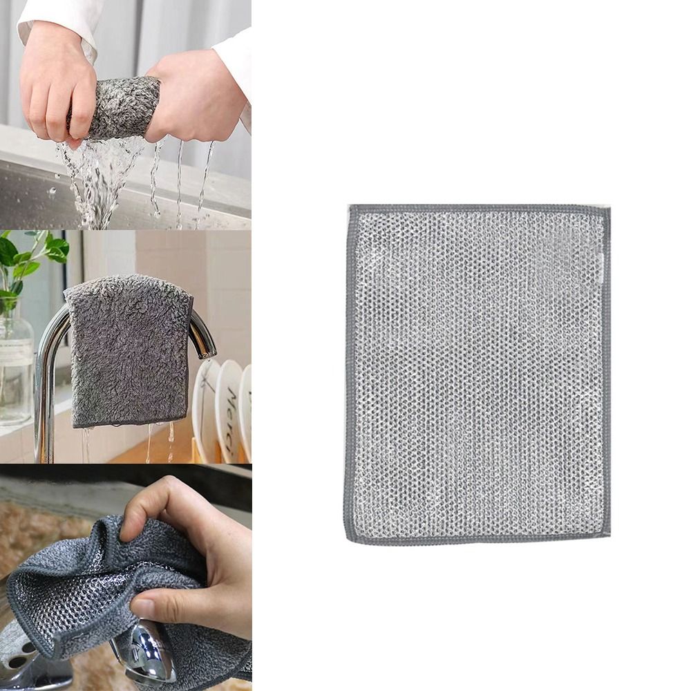 Heavy-Duty Dish Cleaning Cloths – Double-Sided, 5 Pcs