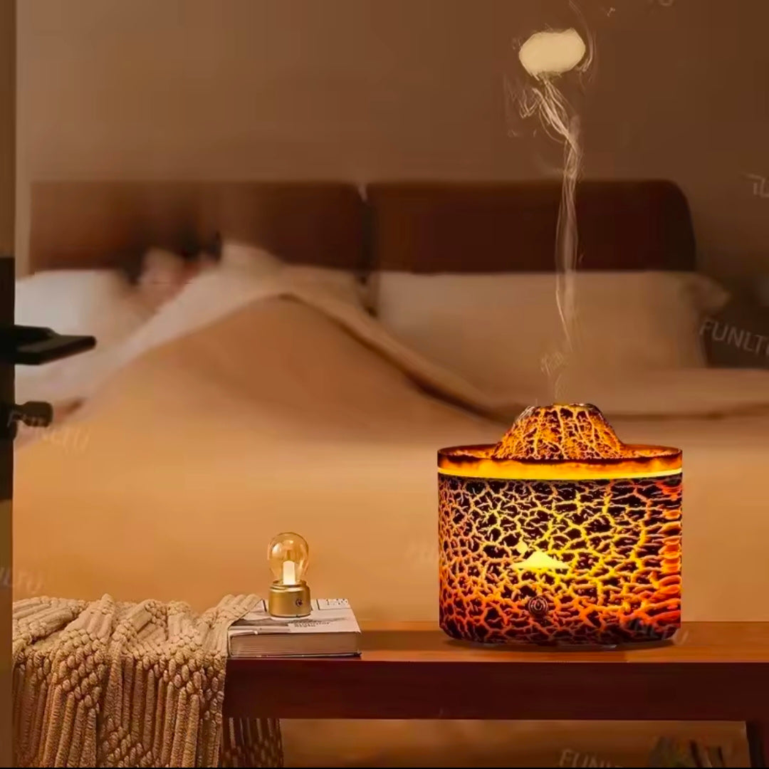 Volcano Fire Flame Air Humidifier Aroma Diffuser Essential Oil Smoke Ring Spray for Home or car Fragrance Mist Maker LED Lamp