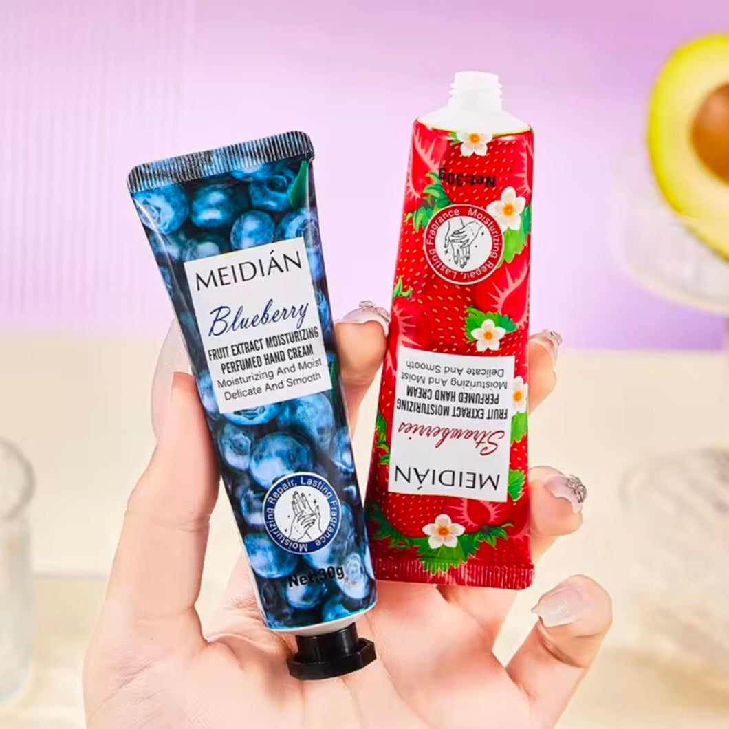 Meidian Fruit Fragrance Hand Cream Bag Set 5-Pack Moisturizing and Hydrating Hand Cream Set Autumn and Winter Prevents Dryness and Cracking Hand Care Cream Set Skin Softening and Nourishing Hand Moisturizing Cream Combination Pack Christmas Gift Birthday
