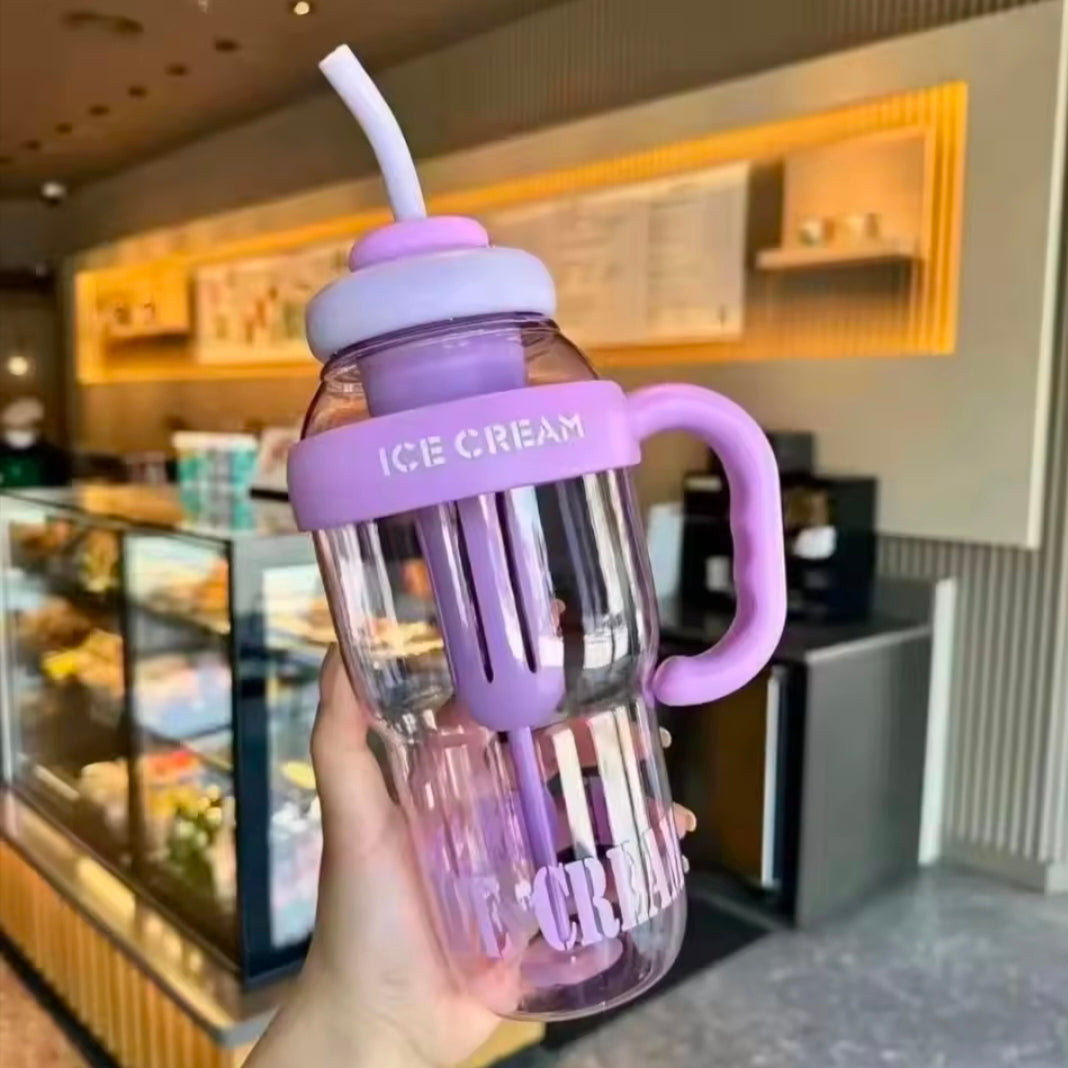 Large Capacity Straw Water Bottle for Girls Student Summer Tea Water Separation Portable High Aesthetic Value Tea Water Bottle