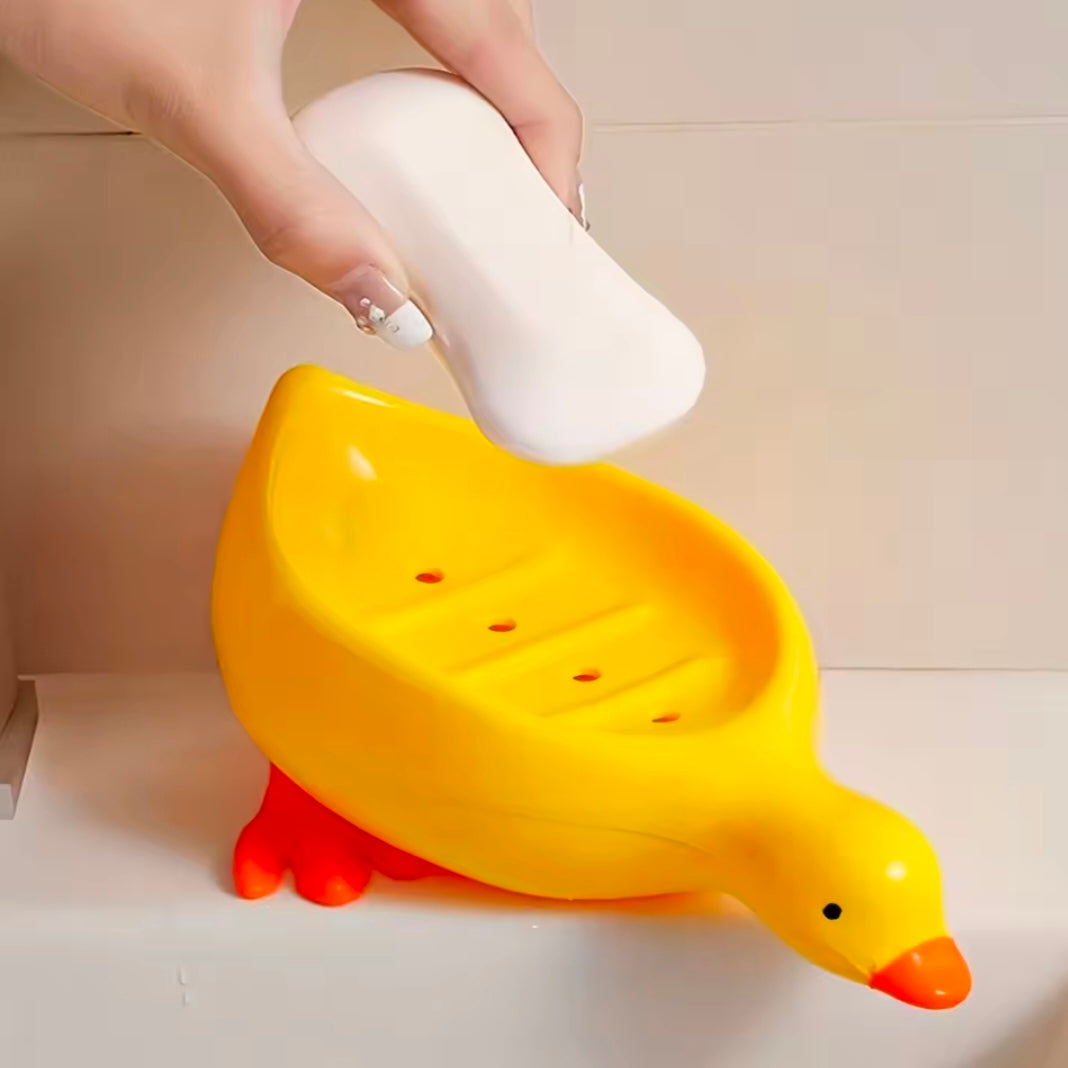Duck Shape Soap Box Cartoon Soap Dish Drainable Storage Holder Soap Container Storage Dish Household Bathroom Accessories