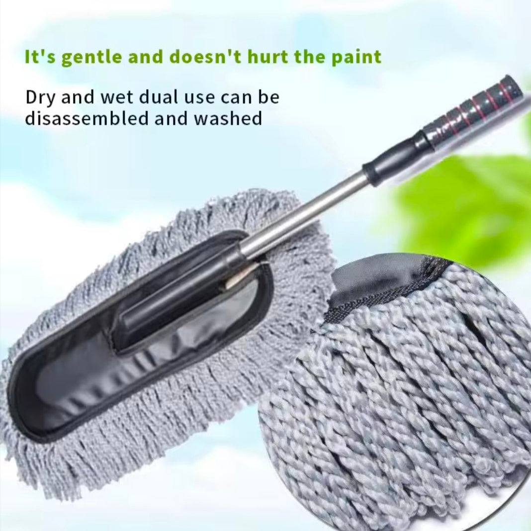Car Wash Mop Retractable Fiber Wax Mop Car Wax Brush Cleaning Tool Car Wash Without Damaging Paint Dust Removal Fiber Duster