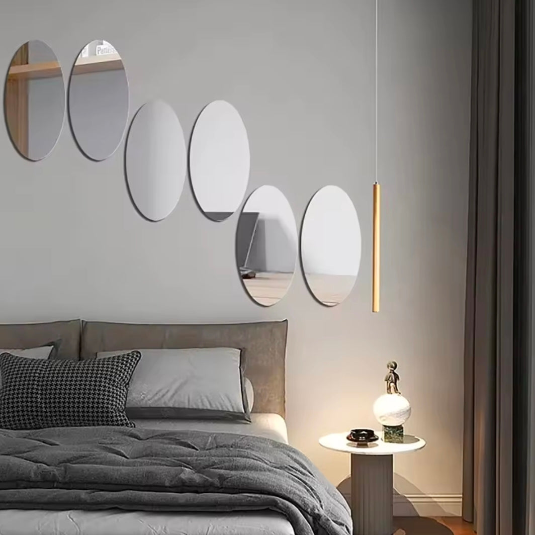 3D Wall Stickers Mirror Reflective Surface Oval Square Acrylic Sticker Home Bathroom Living Room Wall Decoration