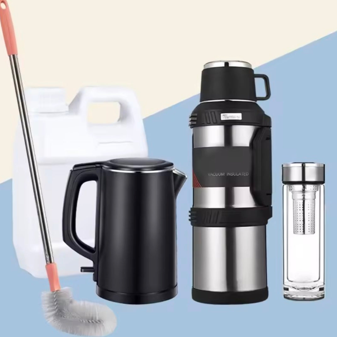 Household Bucket Washing Brush With Stainless Steel Rod Plastic Water Dispenser Water Bucket Cleaning Brush Cleaner Gadgets