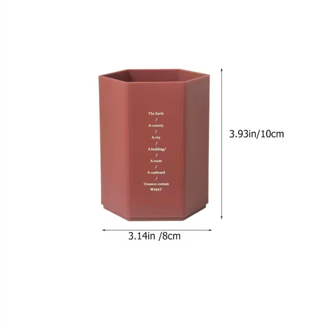 Creative Hexagonal Design Pen Holder Large Capacity Pen Pencil Pot Brush Storage Container Box Plastic Stationery Desk Organizer