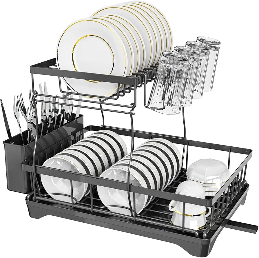 Dish Rack with Drip Tray – Efficient Kitchen Cutlery Organizer