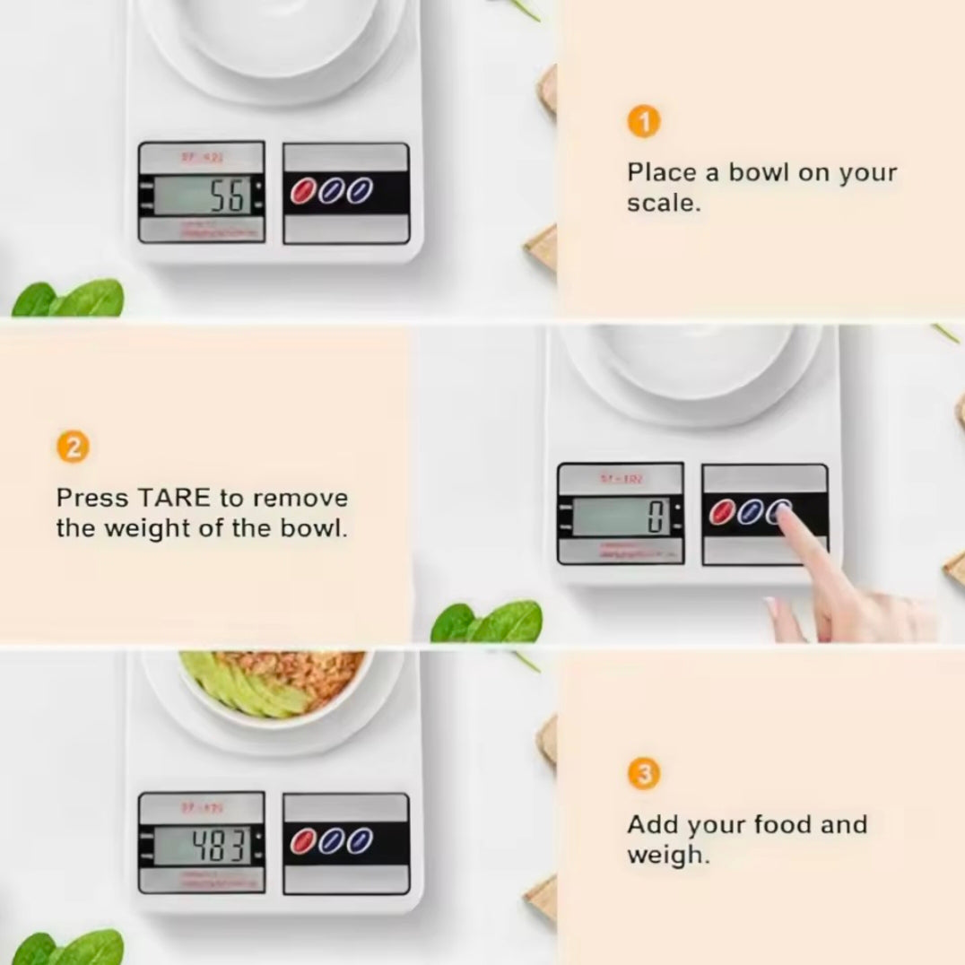 Digital Kitchen Scale 22lb/10kg Capacity, Stainless Steel

Food Scale with oz/g Units | Replaceable Battery Power |