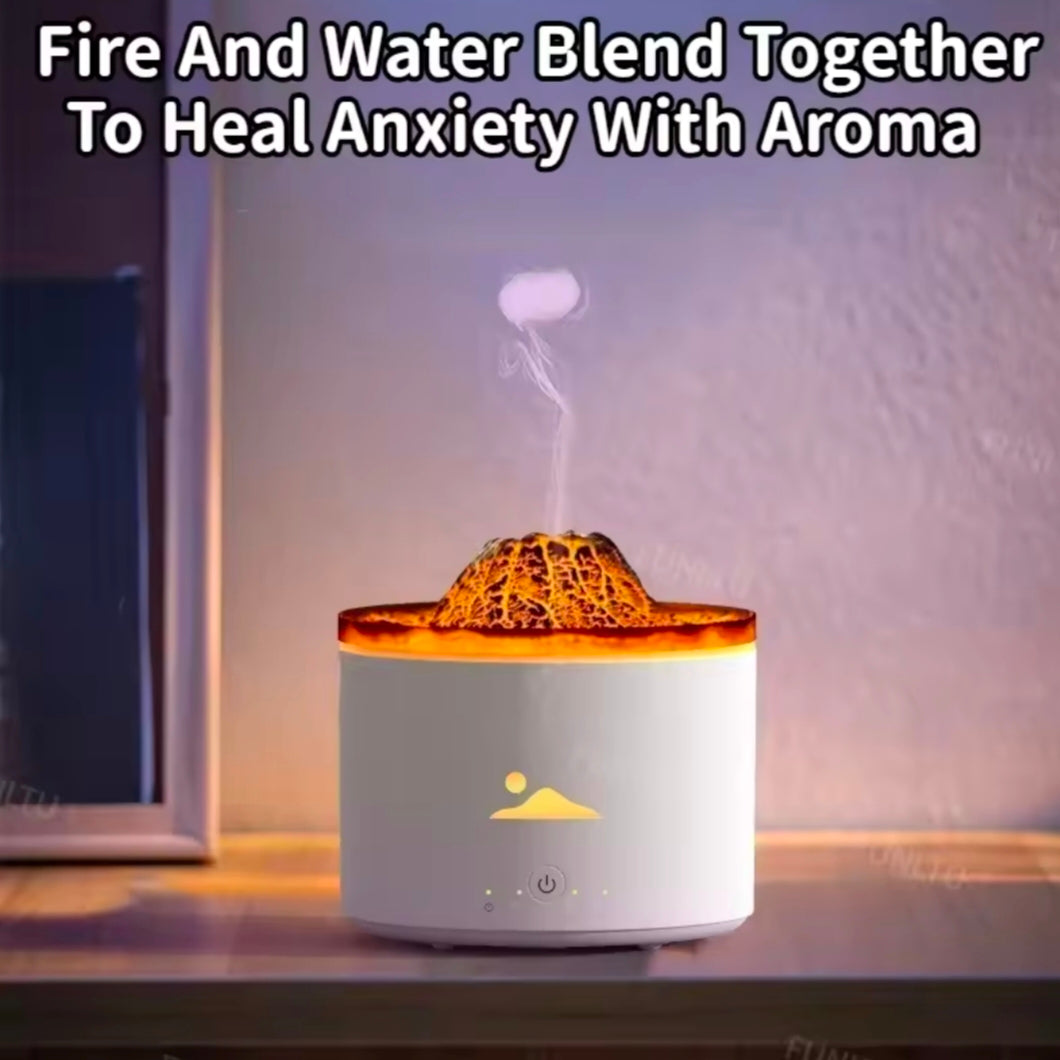 Volcano Fire Flame Air Humidifier Aroma Diffuser Essential Oil Smoke Ring Spray for Home or car Fragrance Mist Maker LED Lamp