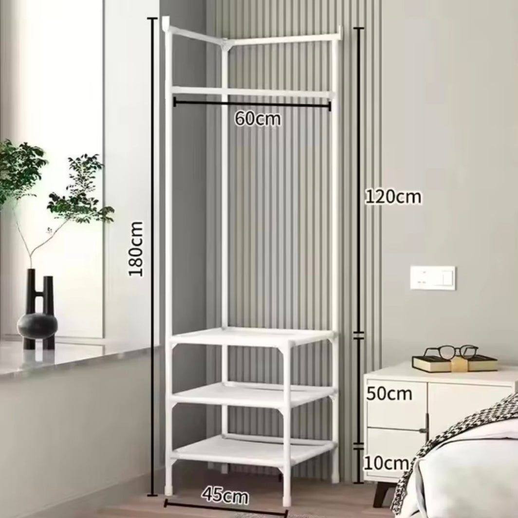 Corner Coat Hat Rack Multifunction Multi-Layer Floor Standing Corner Hanger Detachable Removable Metal Clothing Storage Shelf