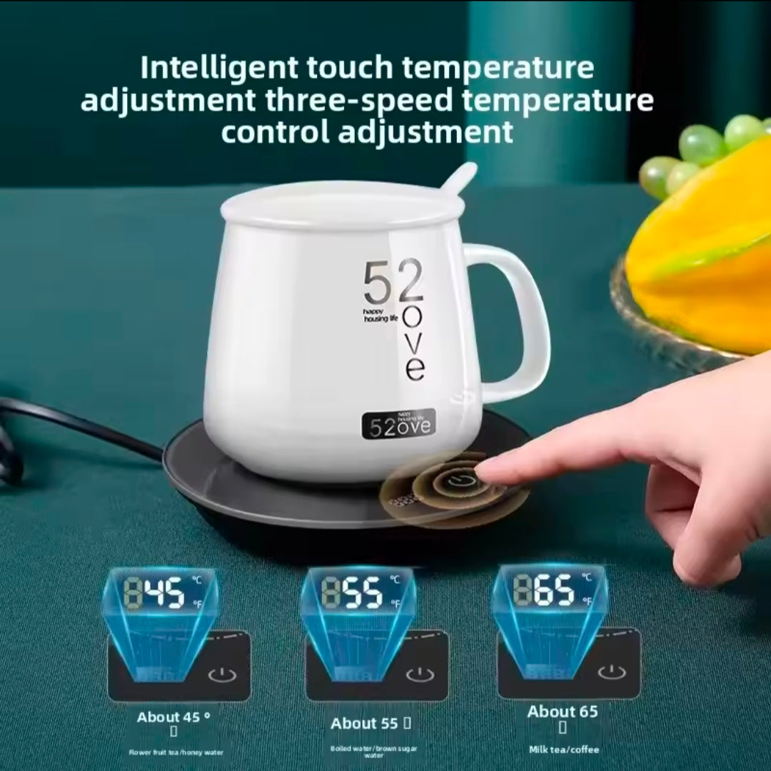 400ml Smart Ceramic Cup Coaster Warmer Thermostatic Coffee Heating Electric Mug Set Milk Tea Heating Water Coffeeware